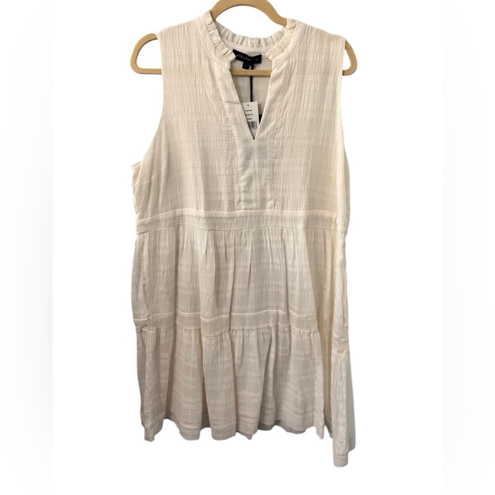 GibsonLook Sleeveless Decked Out Day Dress in White Size L NWT